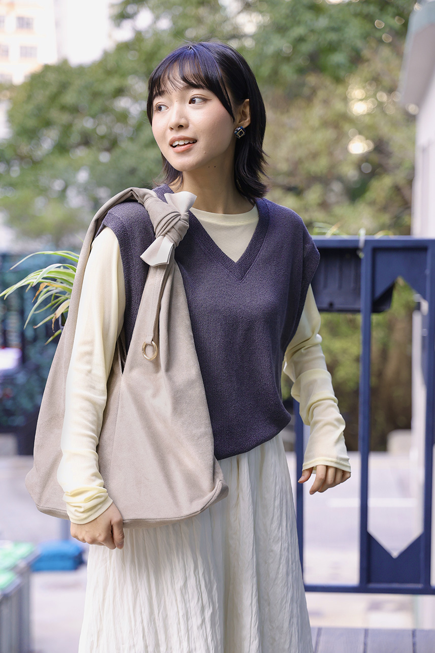 Bella 猄絨布 手挽/上肩袋 灰泥 